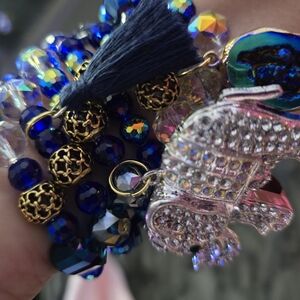 Elegant Blue and Gold Beaded Bracelet